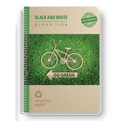 Тетрадка Black&White Eco Green Line Mix Картонени корици