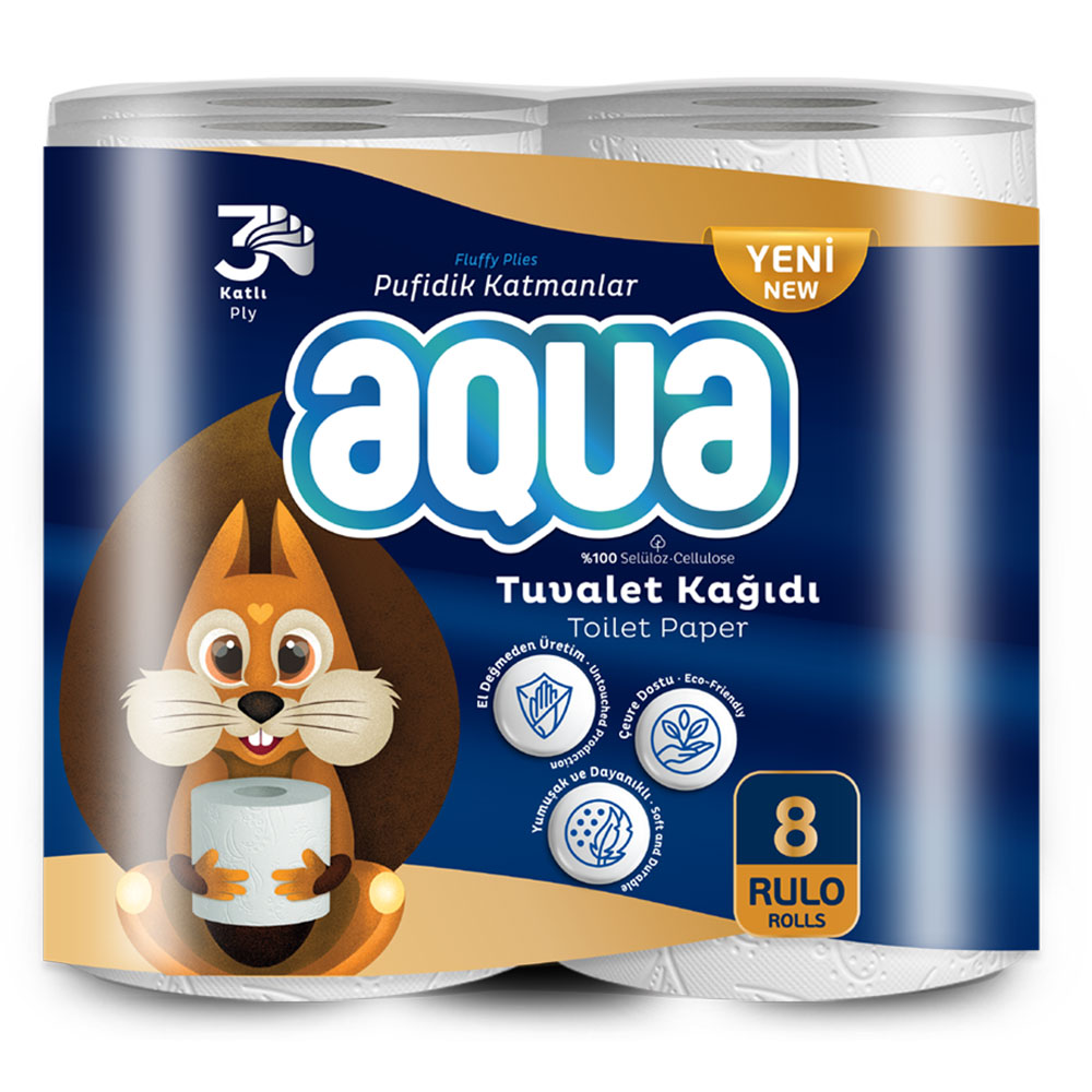 Тоалетна хартия Aqua 3пл оп8