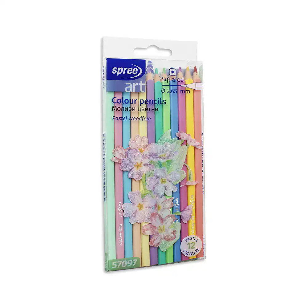Моливи 12 цв. woodfree пастел